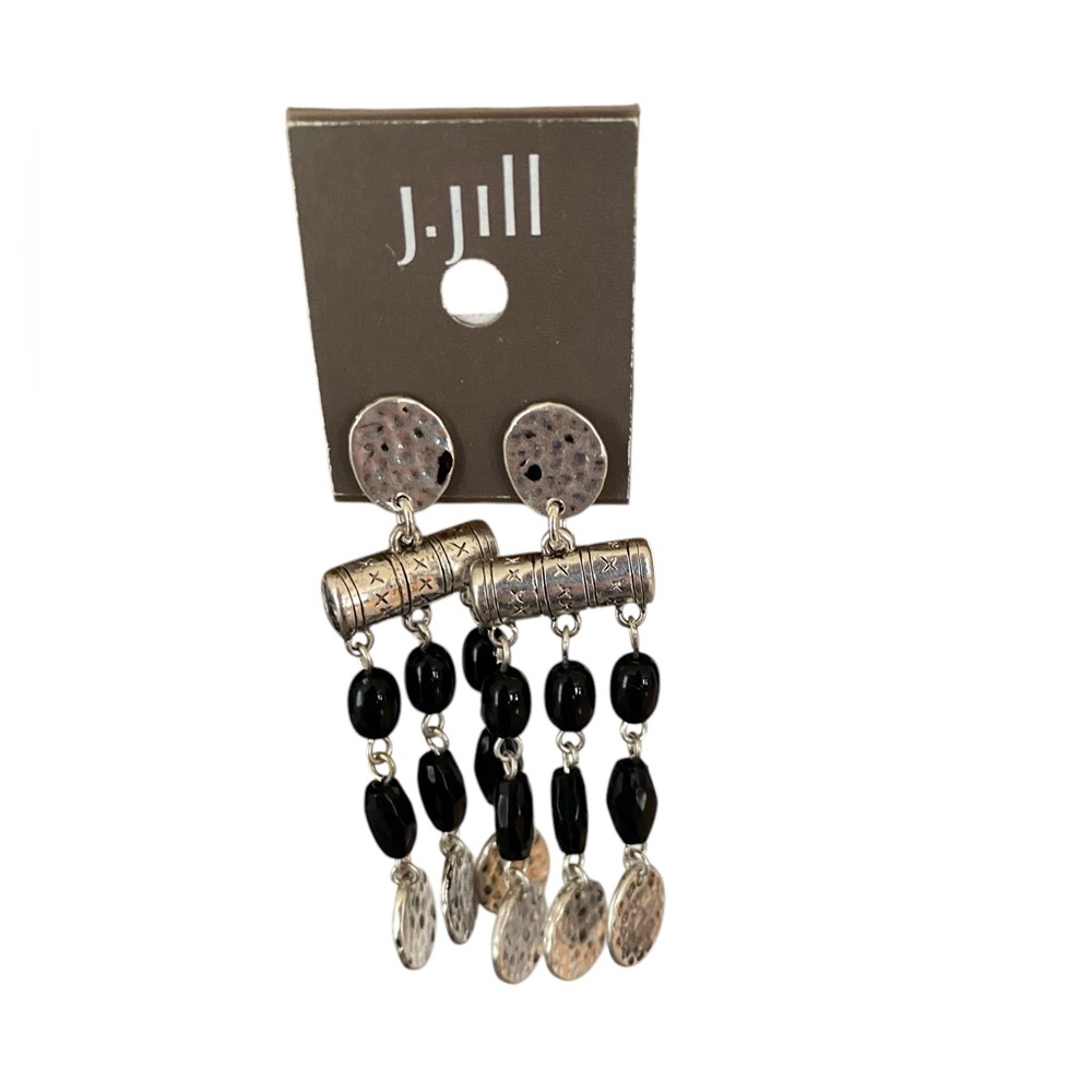 J. Jill Modern Boho NWT Black & Silver Dangle Earrings